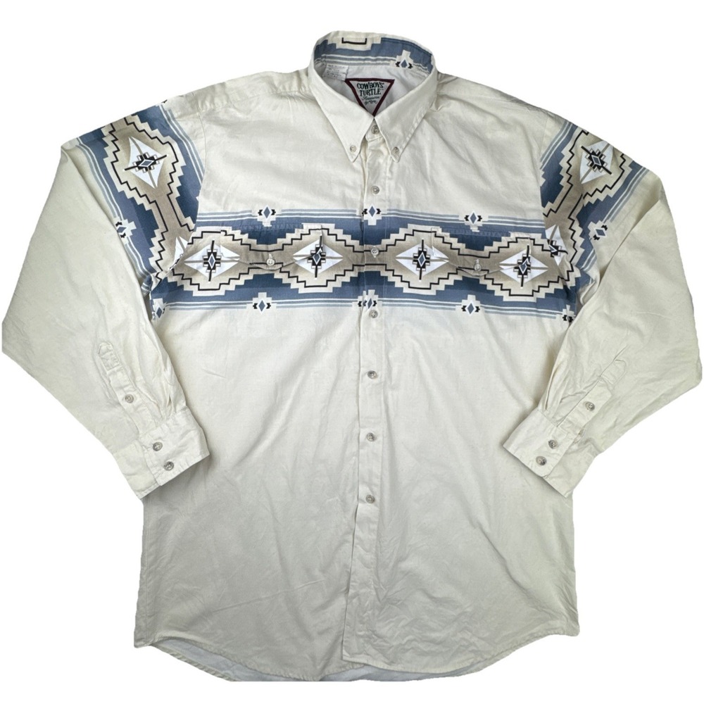 Roper Mens Western Shirt XL Cotton Aztec Tribal Print Southwestern Rodeo USA